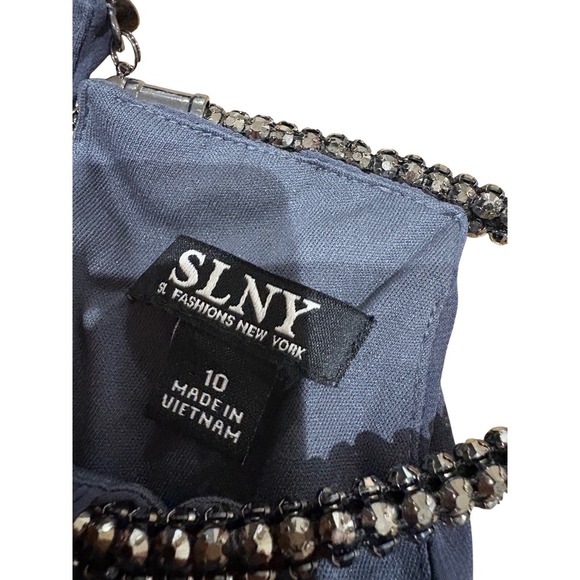 SL Fashions New York‎ Dress Halter Neck Sleeveless Party Cocktail Steel 10 - Picture 5 of 7